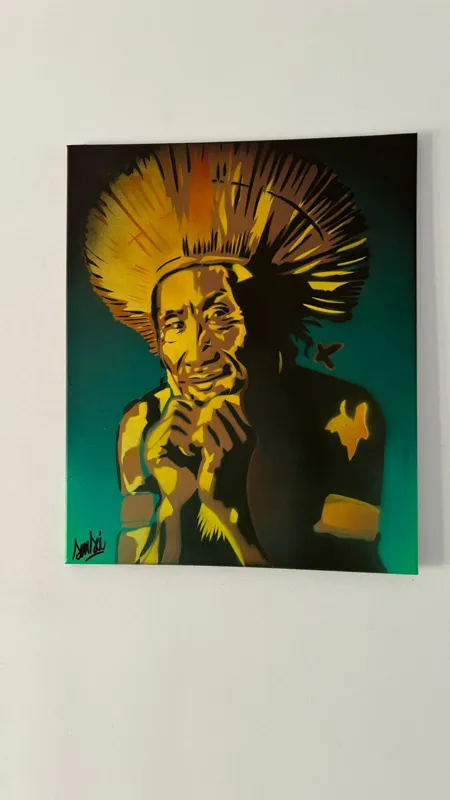 Tableau d'un chef amérindien en coiffe de plumes